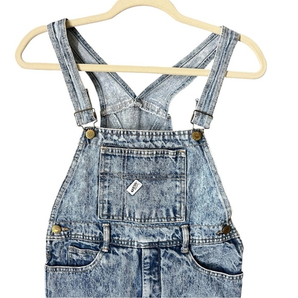 Vintage Guess Kids Size Medium Acid Wash Retro 80’s Denim Jean Overalls - Picture 4 of 12